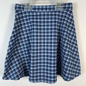 H&M Navy and Light Blue Checkered Skirt Youth 12